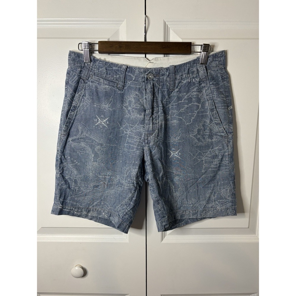 Polo Ralph Lauren Naval Tailors Shorts Mens 30 Blue Nautical Map Print Cotton